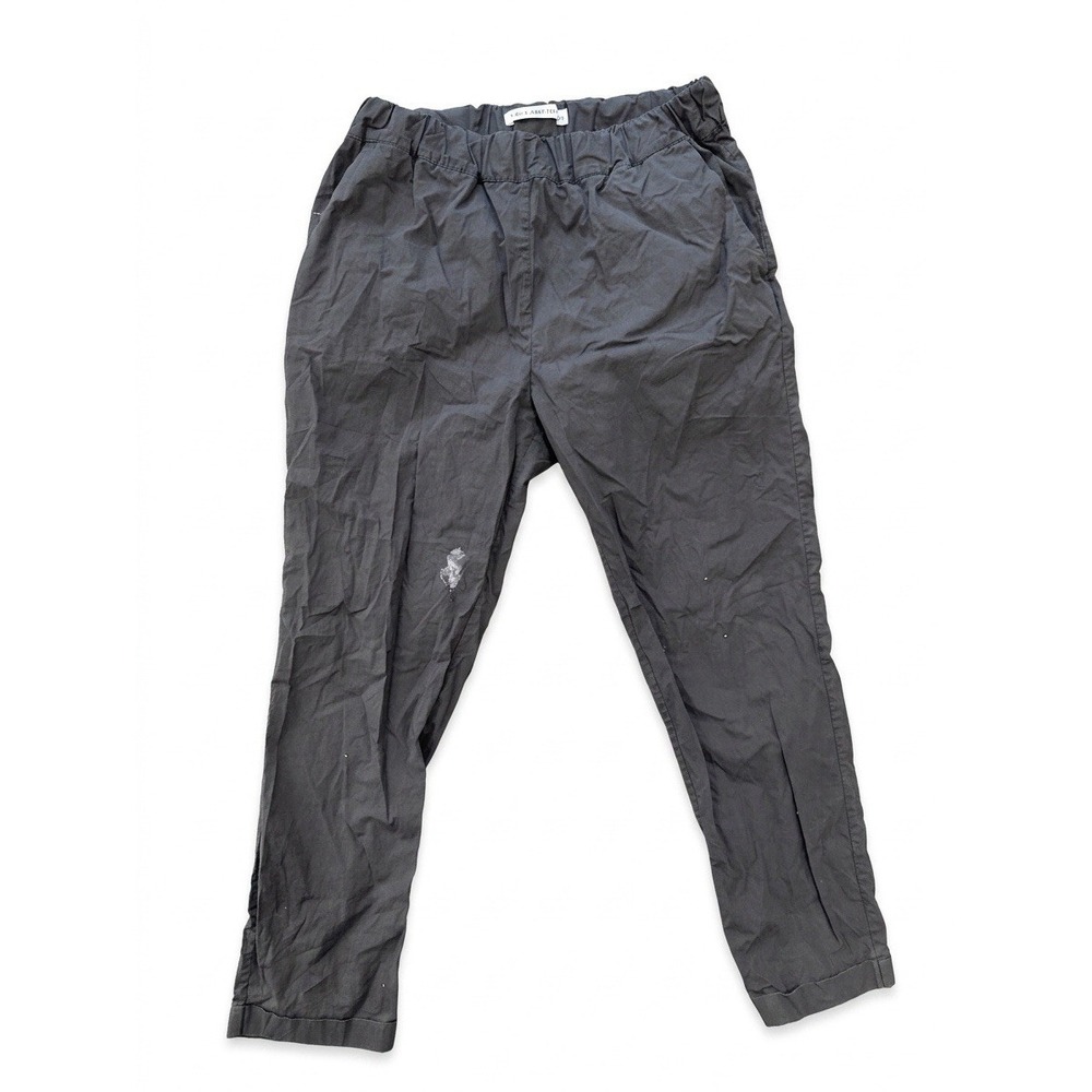 Lis Lareida Pants Women Gray 36 Cotton Pull On Elastic Waist Tapered Ankle Artsy